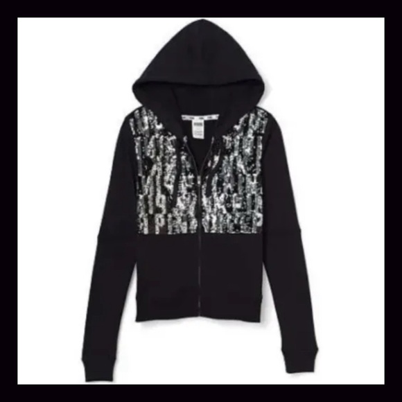 Victoria's Secret Pink Limited Edition Bling Hoodie Size XS - Picture 2 of 7